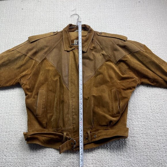 VTG Paris Sport Club Leather Jacket Brown Snake Skin Flight Bomber Padded M Read - Picture 10 of 16
